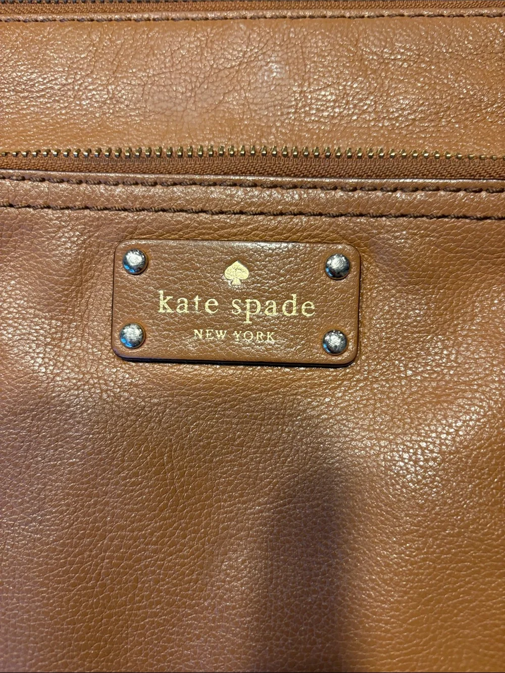 kate spade Tan/Brown Leather Crossbody with Front Zip Pocket